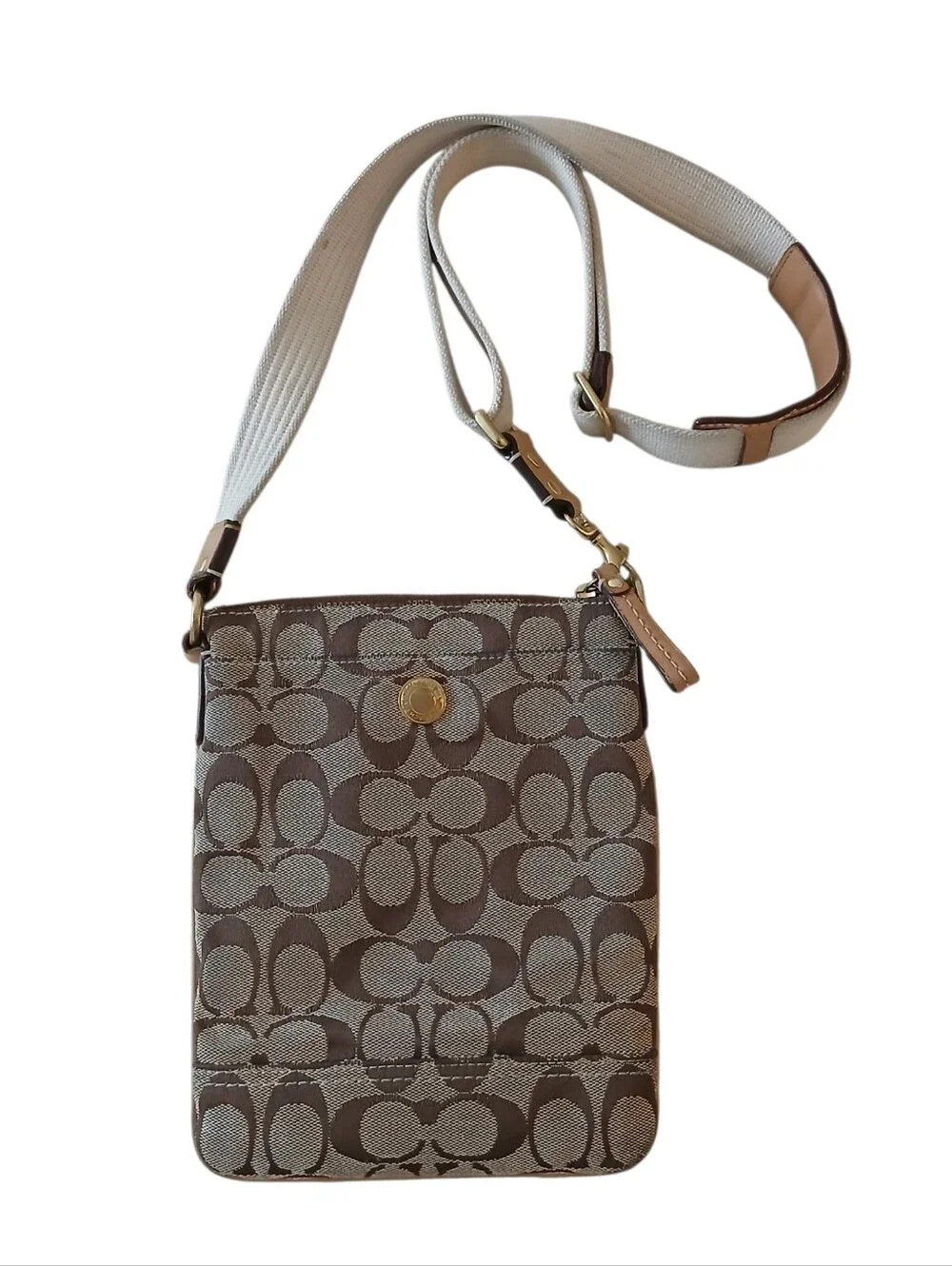 Vintage Y2K Coach Bundle Of 2 Crossbody Bags Monogram Canvas Logo Top Zip